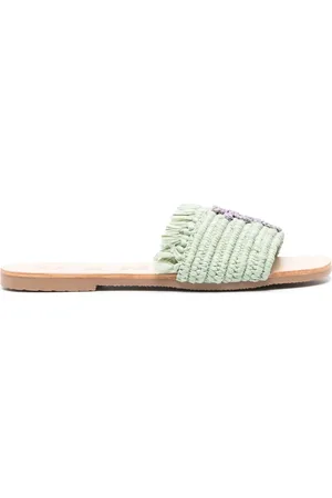 MANEBI Yucat??n logo-patch flat sandals