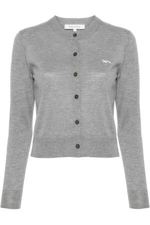 Maison Kitsuné Logo-embroidered wool cardigan