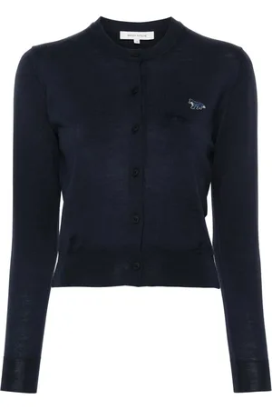 Maison Kitsuné Logo-embroidered wool cardigan