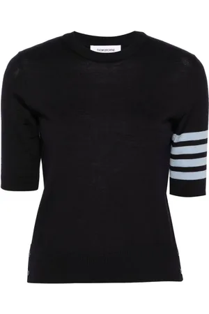 Thom Browne 4-Bar Stripes intarsia-knit T-shirt
