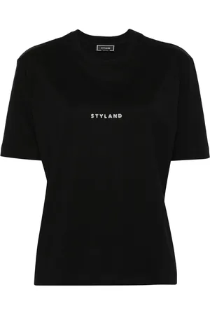 Styland Glitter-detail cotton T-shirt