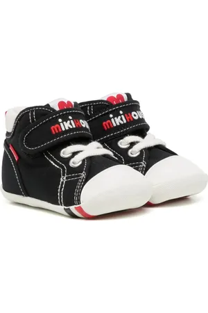 Miki House Logo-embroidered touch-strap sneakers
