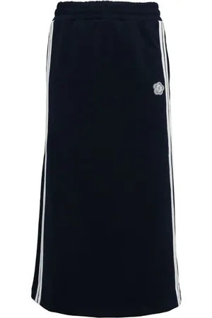 Chocoolate Floral-appliqué track skirt