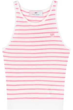 Chiara Ferragni Eyelike-patch striped sleeveless top