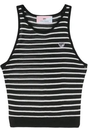 Chiara Ferragni Eyelike-patch striped sleeveless top