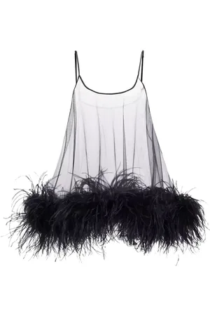 Kiki de Montparnasse Dita feather-trim minidress