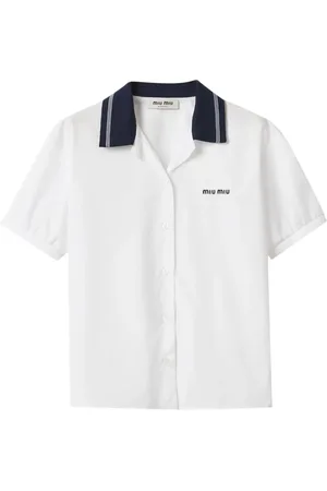 Miu Miu Logo-embroidred poplin shirt
