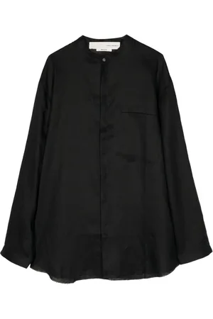 ISABEL BENENATO Band-collar linen shirt