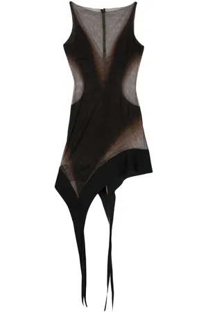 MUGLER Asymmetric mesh minidress
