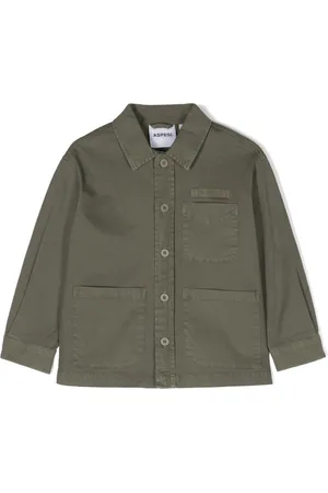 Aspesi Logo-patch cotton shirt jacket
