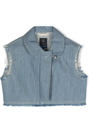 FAY Frayed-detail denim gilet