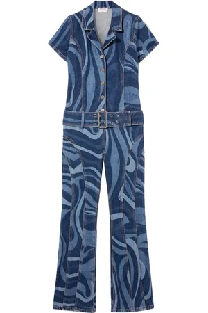 Puccini Marmo-print denim jumpsuit