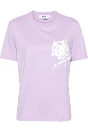 Msgm Floral-logo print T-shirt
