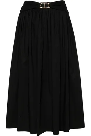 Twin-Set Belted flared midi skirt