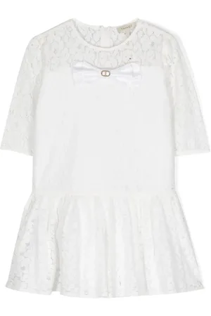 Twin-Set Bow-detailed lace midi dress