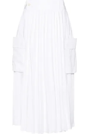 SACAI X Thomas Mason pleated cotton-poplin skirt