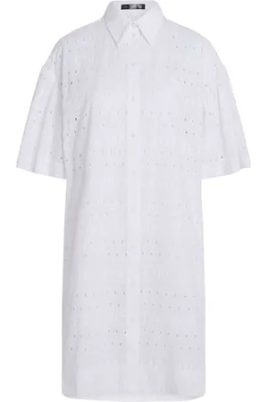 Karl Lagerfeld Broderie-anglaise organic cotton shirtdress