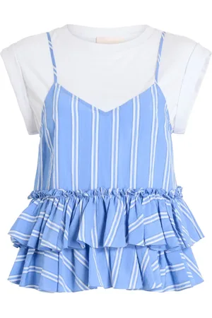 Cinq A Sept Samantha layered seersucker top