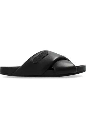 Lanvin Logo-appliqu?? crossover leather slides