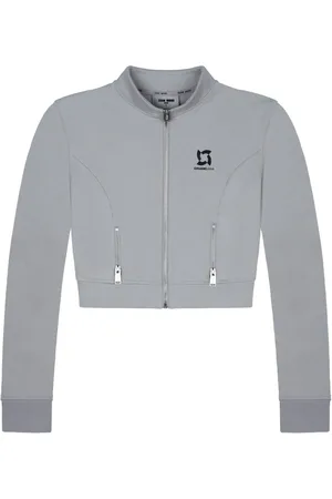 TEAM WANG design Logo-print cropped track jacket