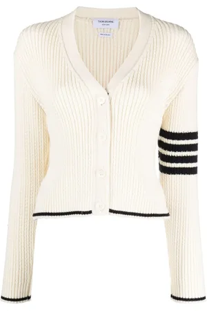 Thom Browne Stripe-detailing cable-knit cardigan