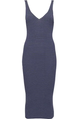Staud Dana striped ribbed dress