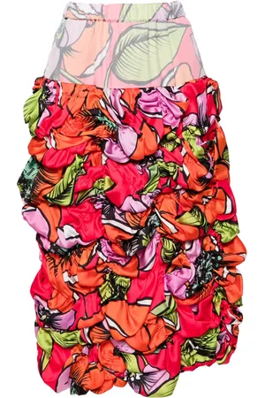 Comme des Garçons Floral-print ruched midi skirt