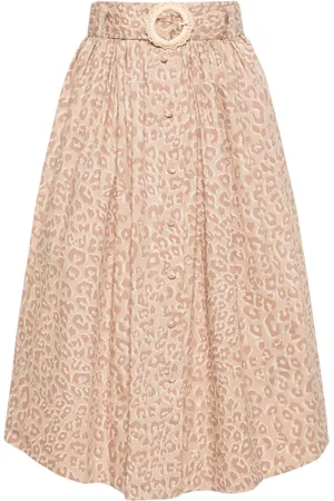 Twin-Set Animal-print cotton midi skirt