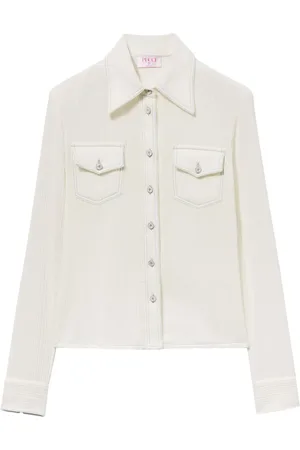 Puccini Contrast-stitching crepon shirt