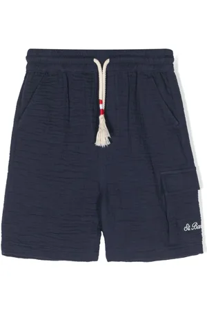 MC2 SAINT BARTH Logo-embroidered seersucker shorts