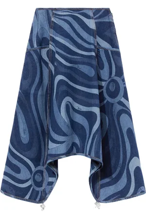 Puccini Marmo-print denim skirt