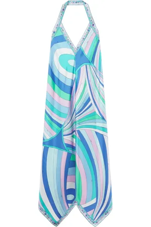 Puccini Iride-print halterneck silk dress