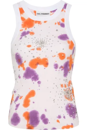 Des Phemmes Crystal-embellished tie-dye top