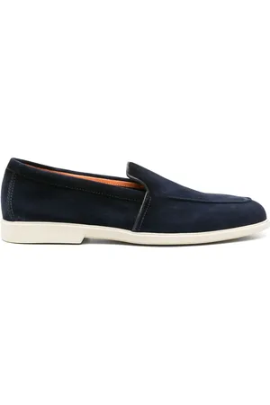 santoni Pipe-trim suede loafers