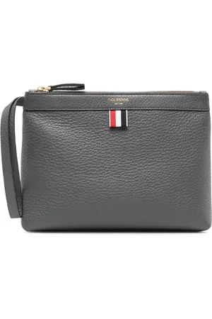 Thom Browne Grosgrain-loop leather make-up bag