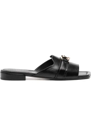 Jimmy Choo Nako logo-plaque flat leather mules