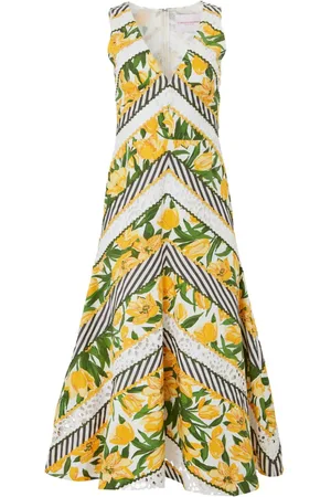 Carolina Herrera Patchwork-design cotton midi dress