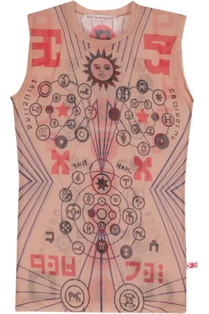 WALTER VAN BEIRENDONCK Abstract-print mesh tank top