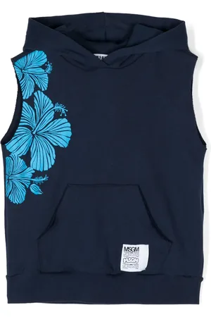 Msgm Floral-print sleeveless hoodie