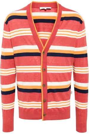 Maison Kitsuné Striped intarsia-knit cardigan
