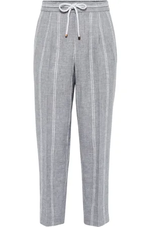 Brunello Cucinelli Vertical-striped tapered trousers