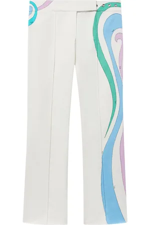 Puccini Marmo-Print cotton-blend trousers