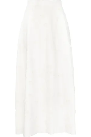 Elie saab Embroidered cotton midi skirt