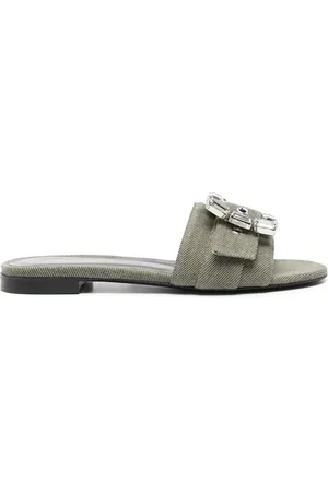 ROBERTO FESTA Crystal-buckle denim slippers