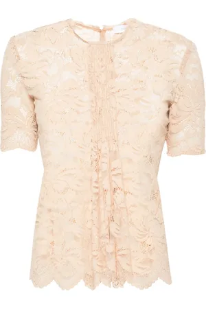 Paco rabanne Floral-lace semi-sheer blouse