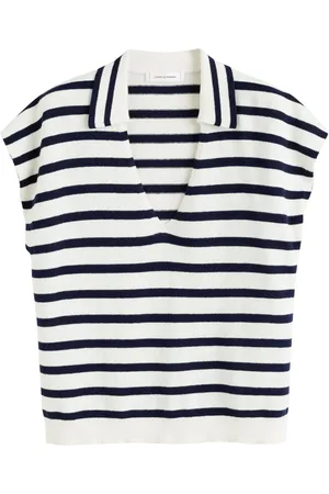 Chinti & Parker Striped knitted polo top