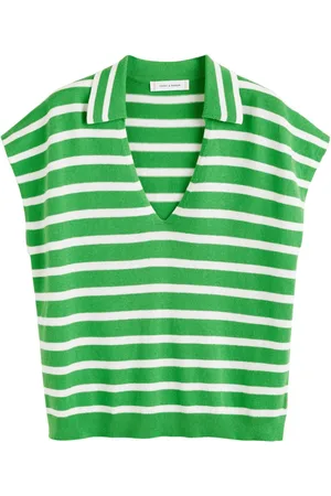 Chinti & Parker Striped knitted polo top