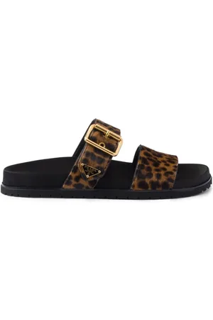 Prada Triangle-logo animal-print sandals