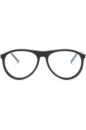 Saint Laurent Logo-engraved pilot-frame glasses