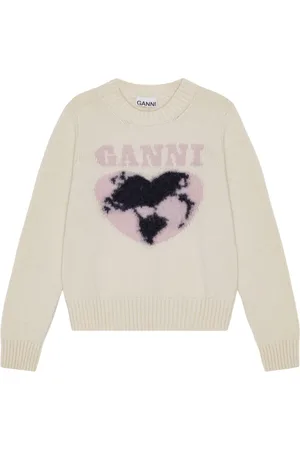 Ganni Heart-intarsia jumper